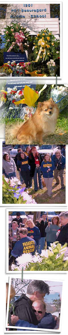 Tears are shed at a memorial for animals slaughtered after Hurricane Katrina, in St Bernard Parish streets and schools 239x1175