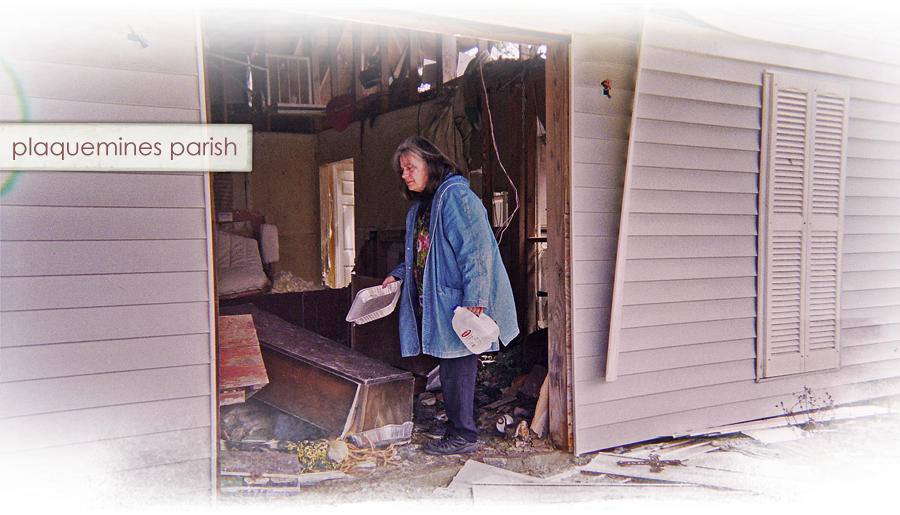 Marnie Reeder replenishes food water stations for animals hidden in the moldy remains of gutted homes 900x510